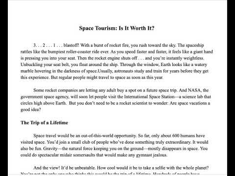 "Space Tourism" Writing Activity Read Aloud
