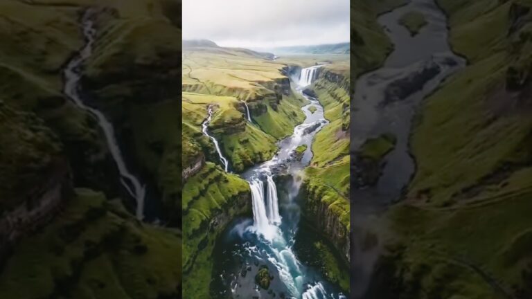 🌍✨ "Where Earth meets magic — Iceland’s breathtaking waterfalls will leave you speechless! 💚#nature