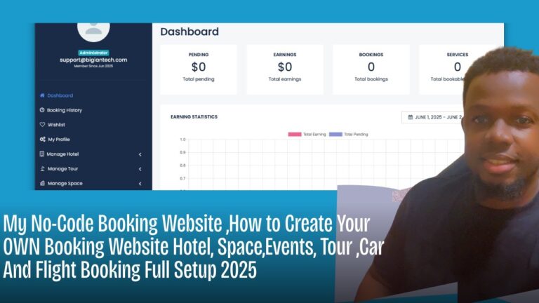 My No-Code Booking Website | How to Create Your Hotel, Space, Events, Tour , Car And Flight Booking